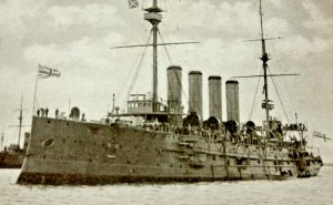 UK British Royal Navy Amphitrite Battleship WWI Vintage Postcard RPPC