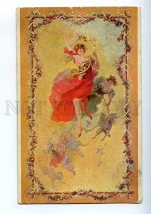 215469 Nude ART NOUVEAU Autumn BORZOI by CHERET old LAPINA