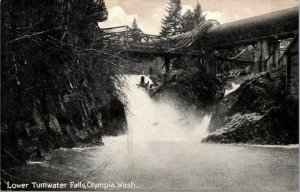 Vtg 1910s Lower Turnwater Falls Overpass Olympia Washington WA Postcard