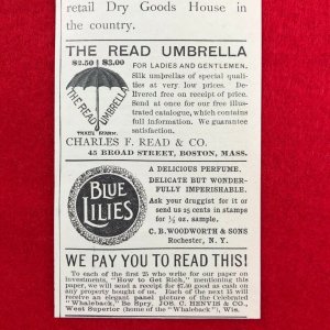 1892 Toile du Nord Read Umbrella Victorian Print Ad 2V1-104 