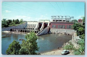 Monticello Indiana IN Postcard Oakdale Dam Tippecanoe River Lake Freeman c1960