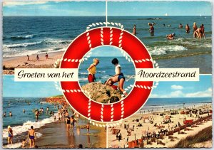 VINTAGE CONTINENTAL SIZE POSTCARD (5) VIEWS TEXEL BEACH ON THE NORTH SEA HOLLAND