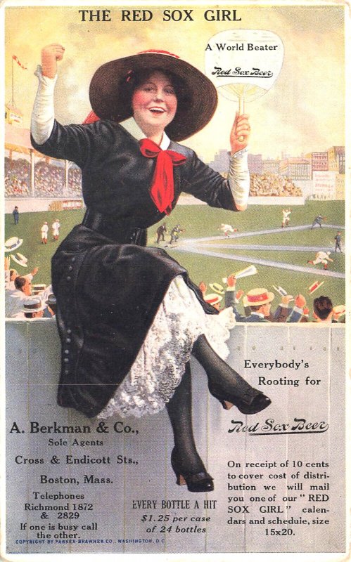 The Red Sox Beer Girl Every Bottle A Hit $1.25 Per Case RARE POSTCARD 