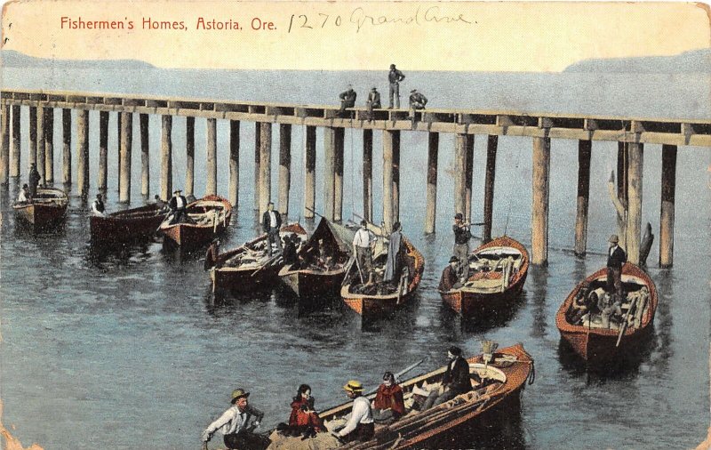J31/ Astoria Oregon Postcard c1910 Fisherman Boats Dock Fishing 332