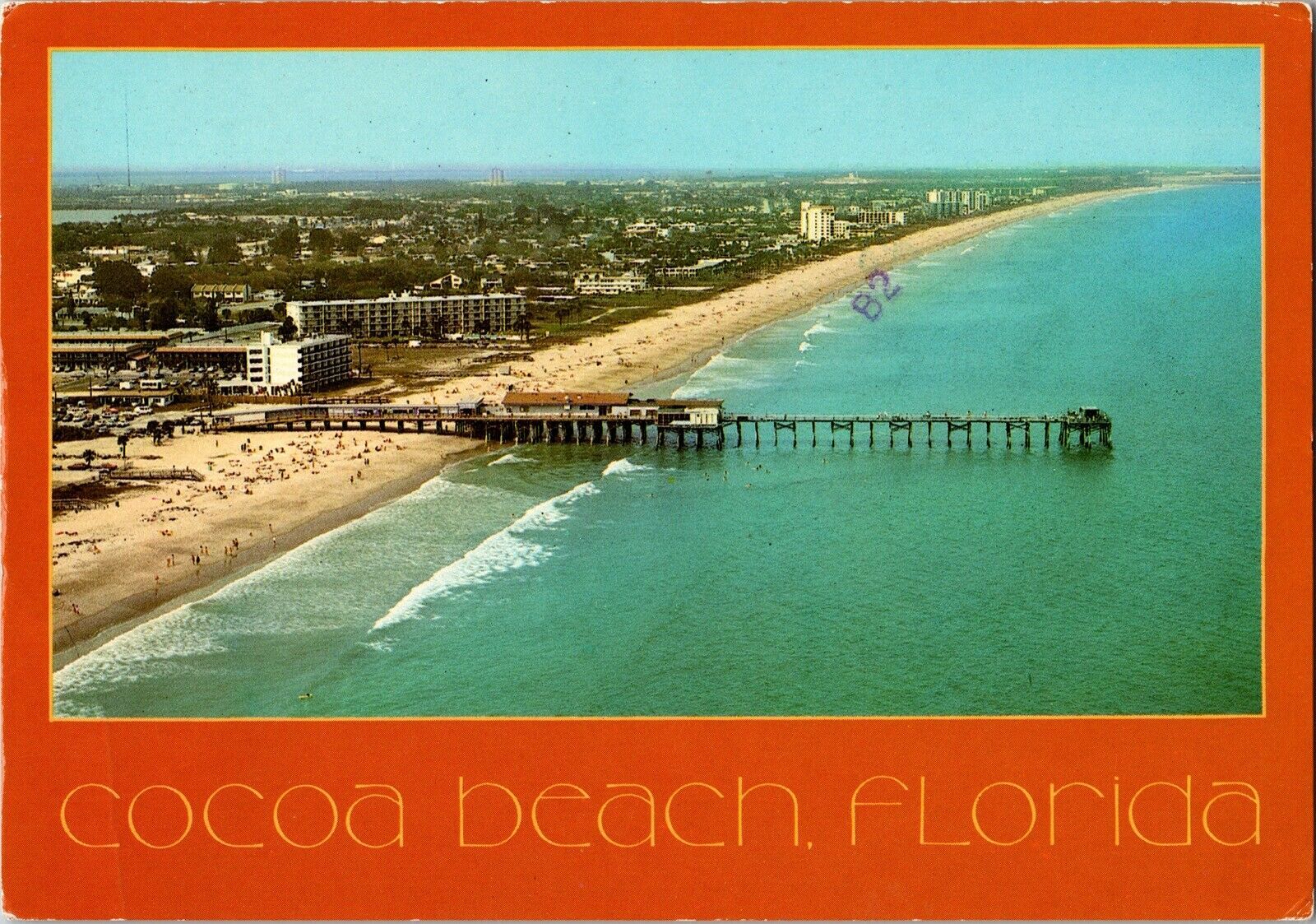Cocoa Beach Florida Pier Beach Fisherman 1980s Postcard VTG United