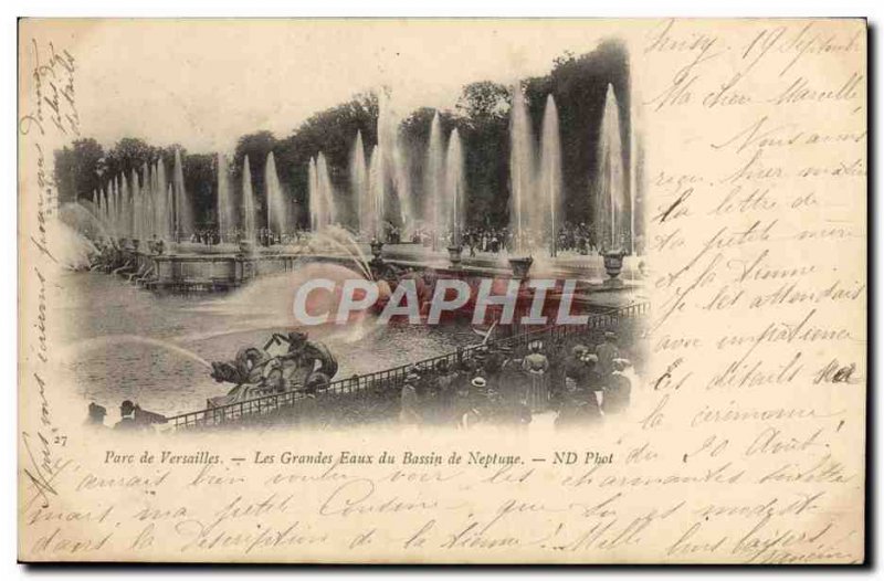 Old Postcard Versailles Grandes Eaux Basin of Neptune