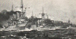 WWI German Imperial Navy Cruiser Battleships Fleet Returning to United States