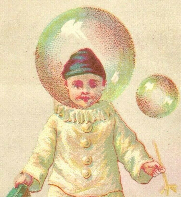 1880s-90s Worne Adorable Clown Blowing Bubbles Fab! P221