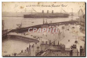 Old Postcard Le Havre Entree of Paris Boat Ship