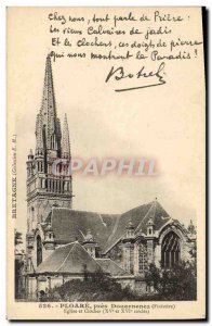 Old Postcard Folklore Botrel Ploar? near Douarnenez church and steeple