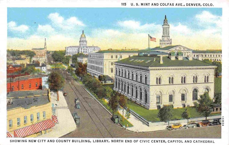 US Mint Colfax Avenue Denver Colorado 1930s postcard