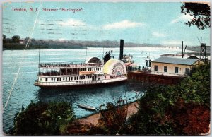 1909 Steamer Burlington Trenton New Jersey NJ Water Transport Posted Postcard