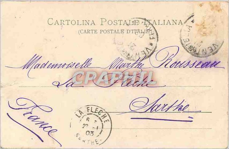 Old Postcard Via Romana Bordighera