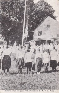 Girls raise US flag , Camp SEASIDE , Providence Y.W.C.A. Camp , RI, 00-10s