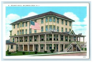 The Belmar Hotel Building USA Flag Wildwood Crest New Jersey NJ Postcard 