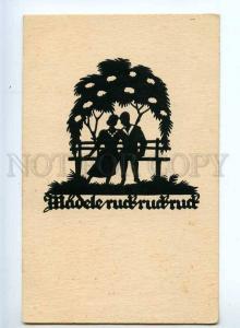 214863 SILHOUETTE Lovers in Garden by SCHMINDT Vintage PC