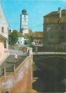 Romania Sibiu street view post card