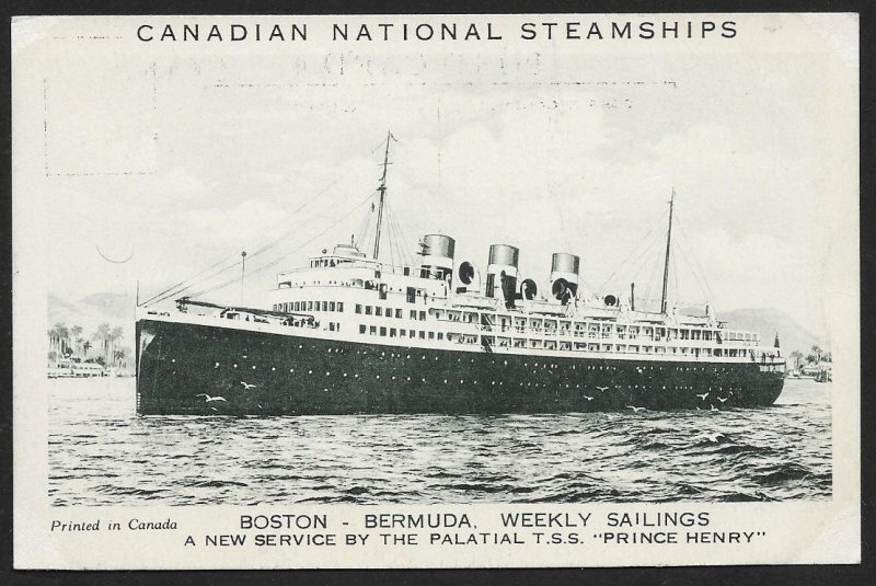 Prince Henry of Canadian National Steamships CANADA Unused c1930s