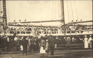 Boothbay Harbor Maine ME Schooner Ship MUNSELL Launch c1920 Real Photo Postcard