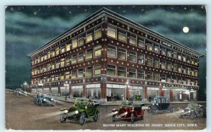SIOUX CITY, Iowa IA ~ MOTOR MART BUILDING at Night  Early Cars 1915  Postcard