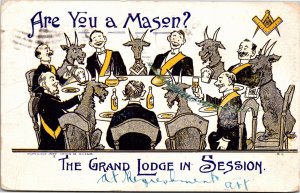 Postcard Are you a Mason Grand Lodge In Session 1907 Irvin M Kline Ottumwa IA 09