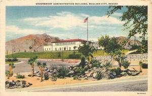 Administration Building Government Dam 1940s Teich linen postcard 1133