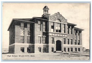 c1910 High School Building Entrance Miles City Montana MT Unposted Postcard