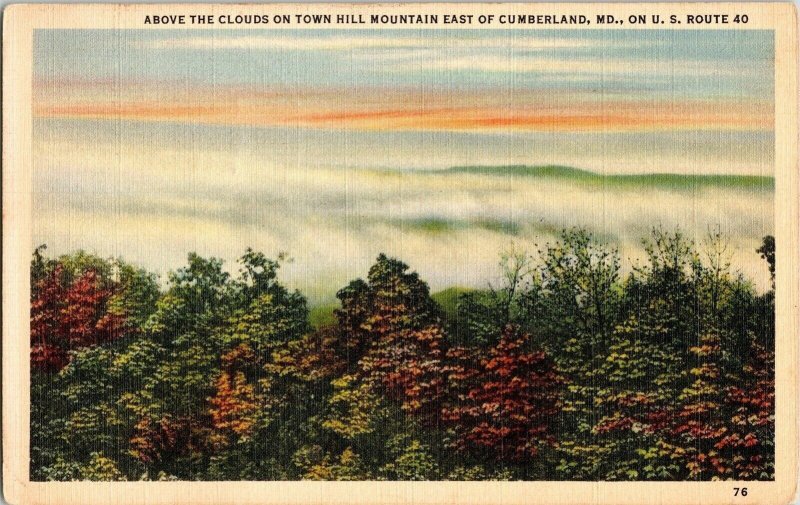 Town Hill Mountain East Cumberland MD US Route 40 LInen Postcard WOB Cancel PM 