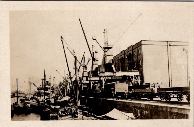 Argentina Buenos Aires Excavated Basin of Harbor RPPC Postcard B22