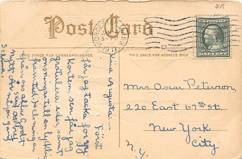 Happy New Year Year Date 1911 Postcard