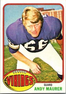 1976 Topps Football Card Andy Maurer Minnesota Vikings sk4425