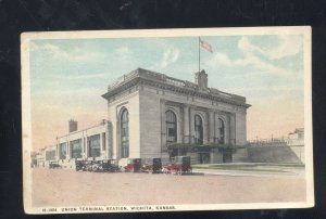 WICHITA KANSAS UNION RAILROAD STATION TRAIN DEPOT VINTAGE POSTCARD FRED HARVEY