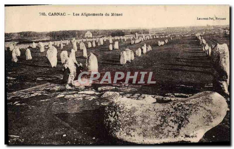 Old Postcard Dolmen Menhir Carnac alignments Menec