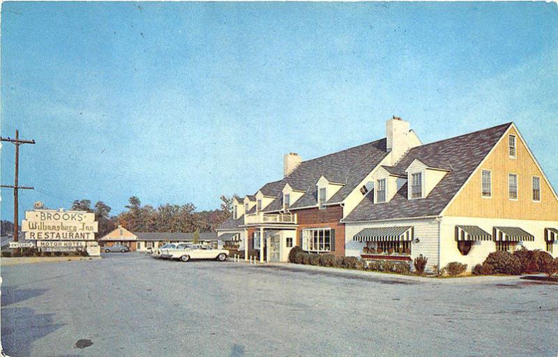 White Marsh MD Brook's Williamsburg Inn Drive-In Restaurant Old Cars Postcard