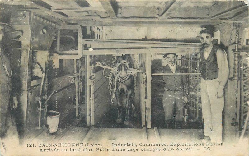 Postcard France Saint Etienne horse mill