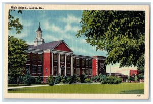 c1940's High School Campus Building Cross Tower Dover Delaware Vintage Postcard