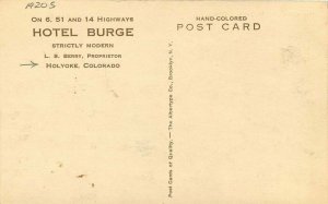 Albertype Holyoke Colorado hand colored Hotel Burge roadside Postcard 10866 