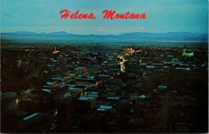 Vtg 1950s Helena Montana Birdseye View At Twilight MT Unused Postcard