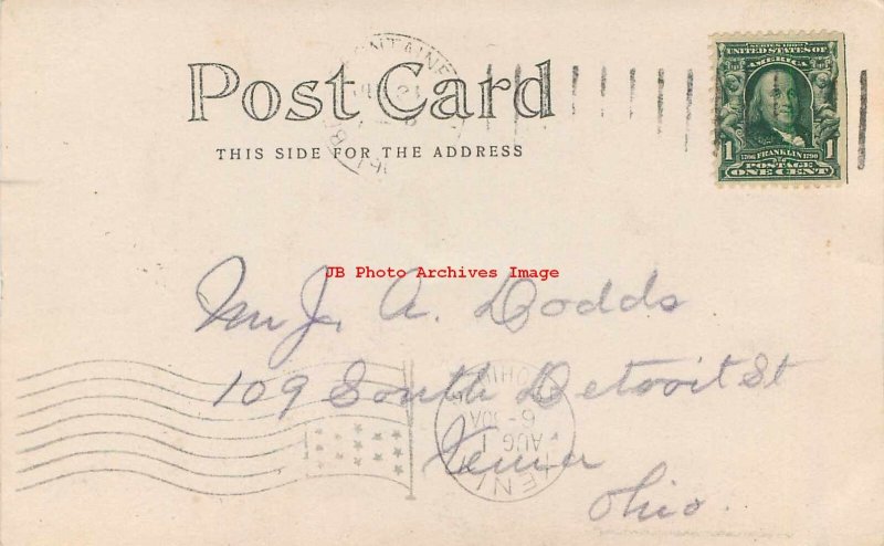 OH, Bellefontaine, Ohio, RPPC, Court House Building, 1906 PM, Photo