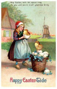 Children , New year , Girl with Chicks, Windmill