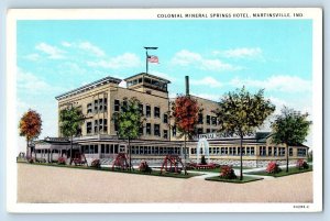 Martinsville Indiana Postcard Colonial Mineral Springs Hotel Exterior View c1920