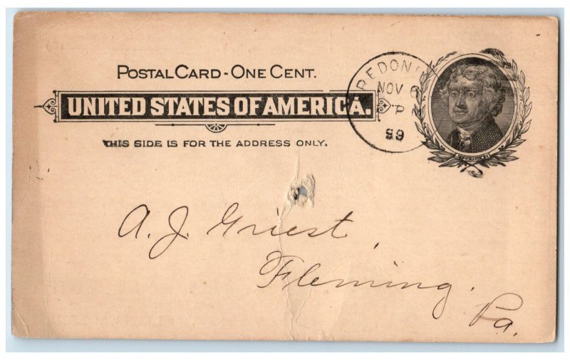 1899 Lewis Roesch General Nurseryman Fredonia New York NY Postal Card 