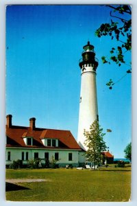 Racine Wisconsin WI Postcard Wind Point Light House Exterior Tower c1960 Vintage