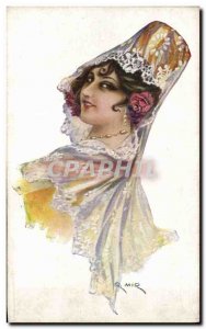 Old Postcard Fantasy Illustrator Woman Mir