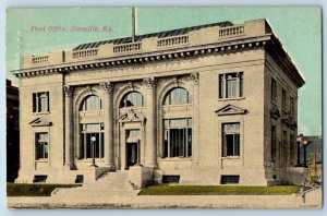 Danville Kentucky KY Postcard Post Office Building Exterior 1913 Antique Vintage