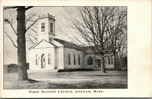 Vtg 1900s First Baptist Church Agawam Massachusetts MA Unused Antique Postcard