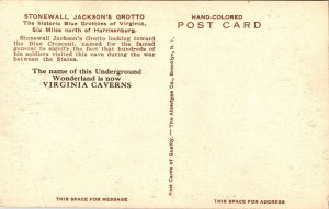 Stonewall Jacksons Grotto Virginia Harrisonburg Caverns Underground Postcard