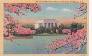 Washington D C Lincoln Memorial and Cherry Blossoms 1949 Curteich