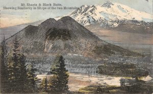 Mt. Shasta & Black Butte, California 1907 Hand-Colored Vintage Postcard