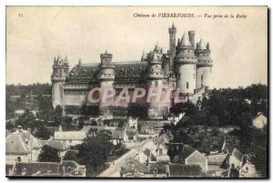 Old Postcard Chateau de Pierrefonds Roche taking view